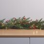 Pre Lit Red Berry Christmas Garland, thumbnail 1 of 9