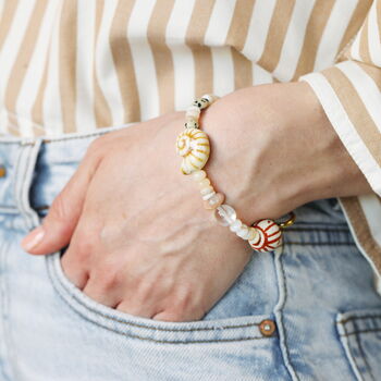 Semi Precious Coastal Beaded Bracelet In Gold Plating, 3 of 5