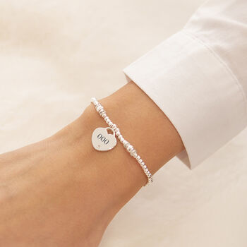 Angel Numbers 000 Silver Plated Beaded Bracelet, 3 of 3