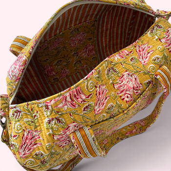 Large Weekend Duffle Bag | Yellow Block Print Floral, 4 of 7