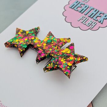 Jazzy Glitter Star Hair Clip / Festival Fashion Barrette / Fun Colourful Statement Hair Slide / Vibrant Birthday Gift For Her, 4 of 4