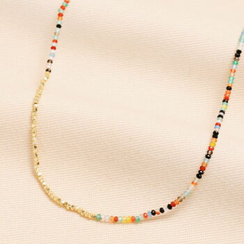 Rainbow Beaded Necklace In Gold Plating, 2 of 5