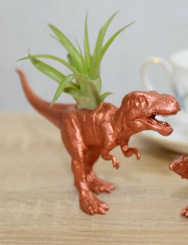 Hand Painted T Rex Dinosaur Planter With A Plant, 5 of 7