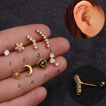 14k Gold Screw Back Studs Silver Plated Fashion Earrings Gift For Her, 2 of 6