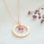 Hammered Halo Personalised Birthstone Necklace, thumbnail 4 of 10