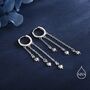 Sterling Silver Delicate Starburst Cascade Dangle Huggie Hoop Earrings, thumbnail 3 of 11