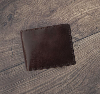 Men's Dark Brown Wallet Luxury Italian Leather Bifold Rfid Protected, 2 of 8