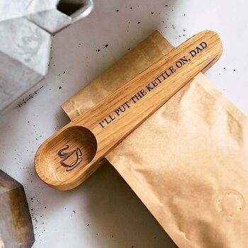 Solid Oak Personalised Coffee Scoop Bag Clip, 2 of 10