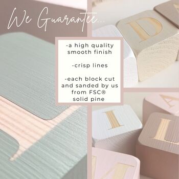 Wooden Nursery Letter Blocks, Personalised Baby Boy Gift Sage, Grey, Taupe, 5 of 8