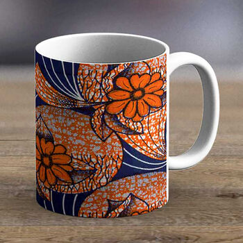 Orange And Blue African Print Fabric Mug 22, 2 of 2