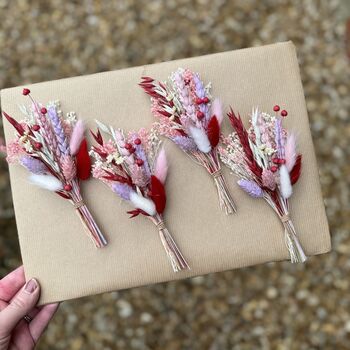 Colourful Pinks Dried Flower Buttonhole, 3 of 3