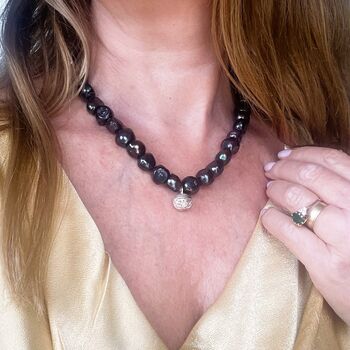 Statement Green Peacock Pearl Necklace With Sterling Silver Charm, 9 of 11