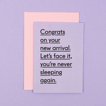 'Never Sleeping Again' Funny New Baby Card, 2 of 4