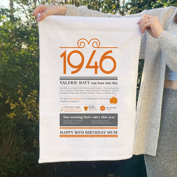 Personalised 80th Birthday Gift Microfibre Tea Towel, 5 of 9