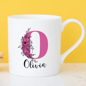 China Name And Initial Floral Mug, 2 of 11