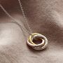 Textured Mixed Gold Mini Russian Ring Necklace, thumbnail 1 of 7
