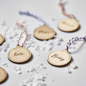 Personalised Wooden Bauble Decoration, 4 of 8