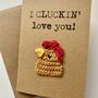 Chicken Love You Crochet Anniversary Valentines Card Handmade, thumbnail 1 of 7