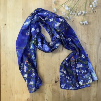 Ladies Double Sided 100% Silk Scarf Blue, 2 of 6