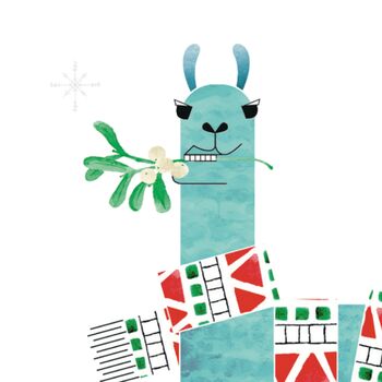 Pack Of Five Mistletoe Llama Christmas Charity Cards, 3 of 6