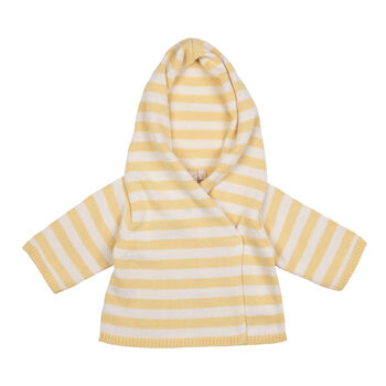 New Baby Cream And Yellow Striped Hooded Cardigan, 10 of 12