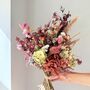 Dried Acer And Hydrangea Bouquet In Red Pink Tones, thumbnail 1 of 6