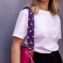 Navy Blue Flamingo Bag Strap | Extra Long Crossbody Replacement Bag Strap, thumbnail 1 of 5