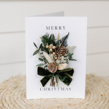 Merry Christmas Dried Flower Bunch Greetings Card, 2 of 6