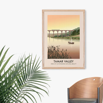Tamar Valley Aonb Travel Poster Art Print, 4 of 8