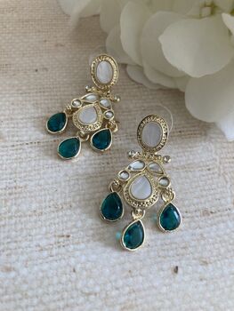 Green Gold Plated Mother Of Pearl Earrings, 3 of 5
