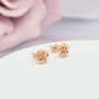 Petite Sterling Silver Rose Stud Earrings, thumbnail 3 of 12