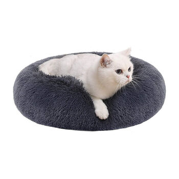 50cm Dark Grey Soft Plush Donut Dog Cat Bed Cushion, 7 of 8