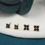 Sterling Silver Black Cz Flower Stud Earrings, thumbnail 1 of 12