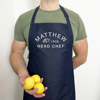 Slogan Apron: Personalised For Him, Name And Year, 3 of 12
