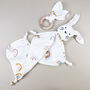 Rainbow Bunny Muslin New Baby Gift Set In Keepsake Box, thumbnail 4 of 8