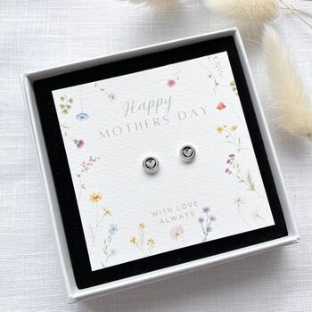 Sterling Silver Heart Stud Earrings On Floral Mother’s Day Gift Card – Jewellery Gift For Mum, 5 of 10