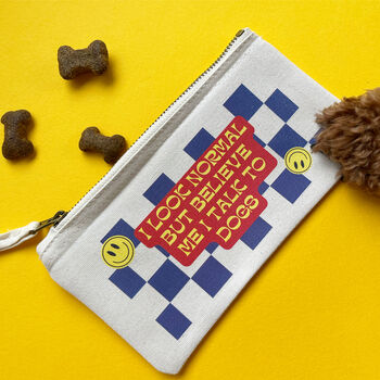 I Talk To Dogs Dog Lover Checkerboard Pencilcase, 2 of 3