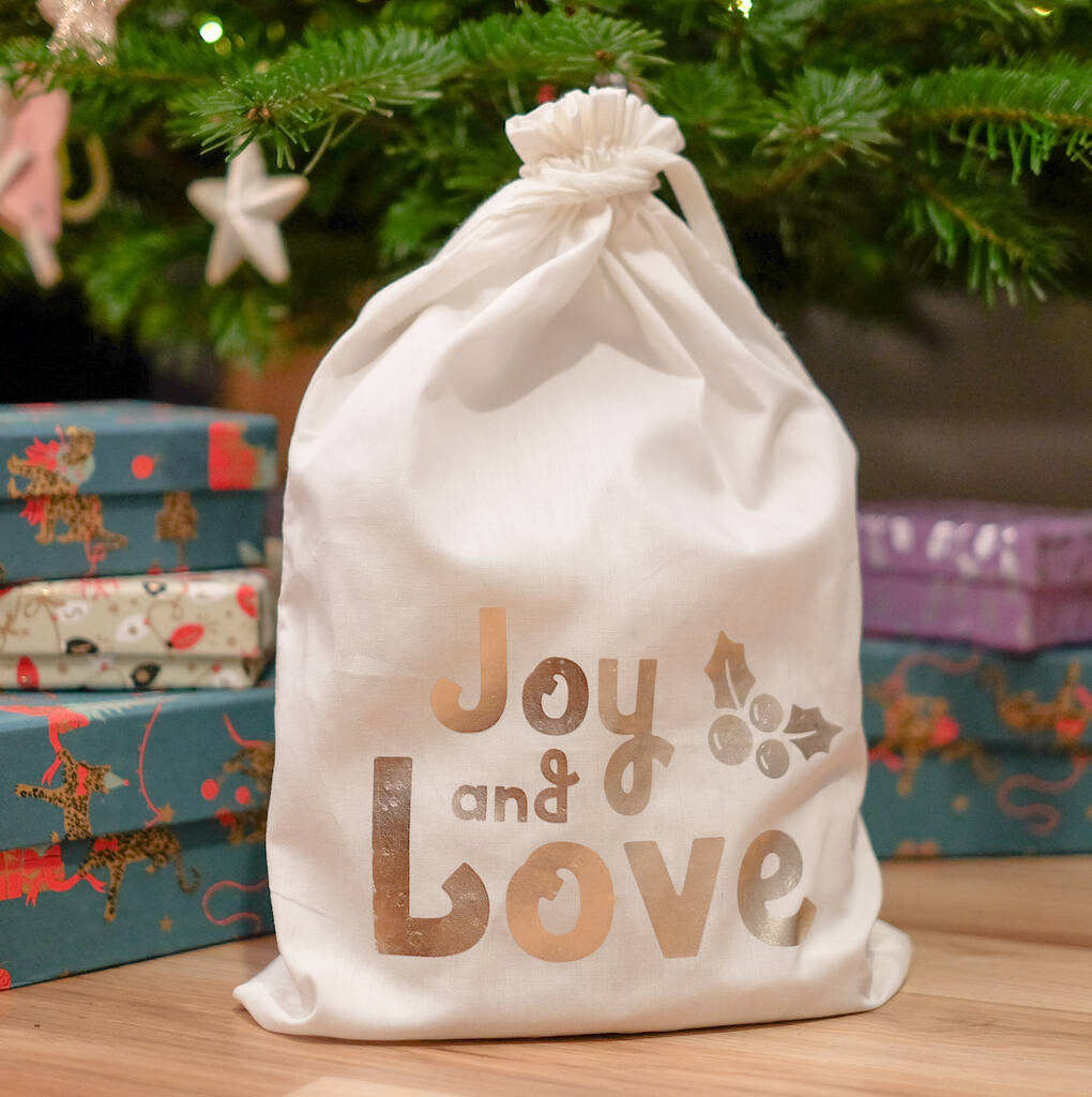 Joy And Love Reusable Christmas Gift Bag, 1 of 3