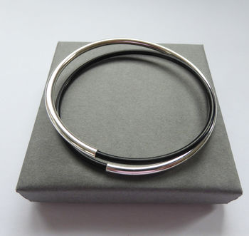 Double Silver And Black Bangle, 3 of 4