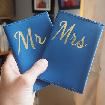 Personalised Mr And Mrs Coloured Leather Passport Set, 5 of 11