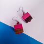 Colour Block Wooden Cube Earrings, thumbnail 3 of 4