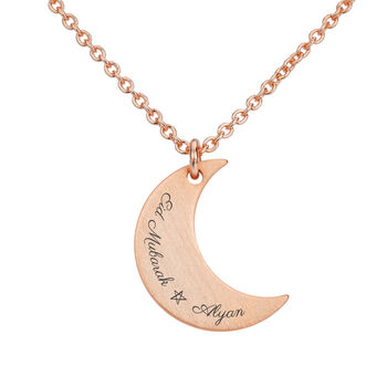 Personalised Rose Gold Plated Crescent Moon Necklace, 9 of 9