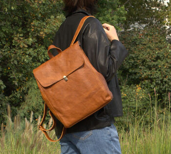 Womens Colorway Genuine Leather Backpack, 3 of 12