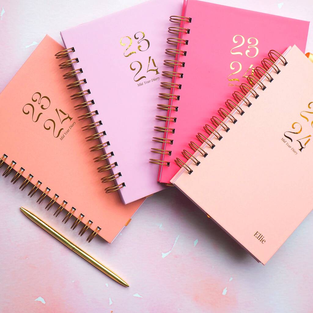 Personalised | Academic Mid Year 23 24 Diary | Pinks, 1 of 12