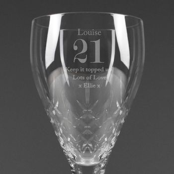 Engraved Cut Crystal Age Wine Glass, 3 of 4