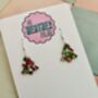 White, Red And Green Glitter Christmas Tree Resin Earrings / Traditional Christmas Gift / Secret Santa Gift, thumbnail 7 of 9
