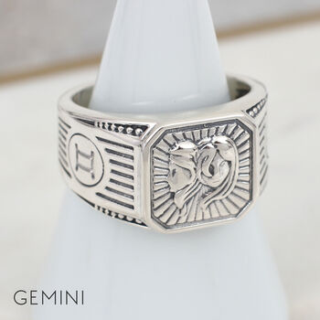 Mens Personalised Sterling Silver Zodiac Ring, 6 of 12