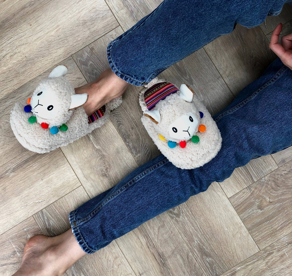 3D Women's Llama Slippers By Solesmith