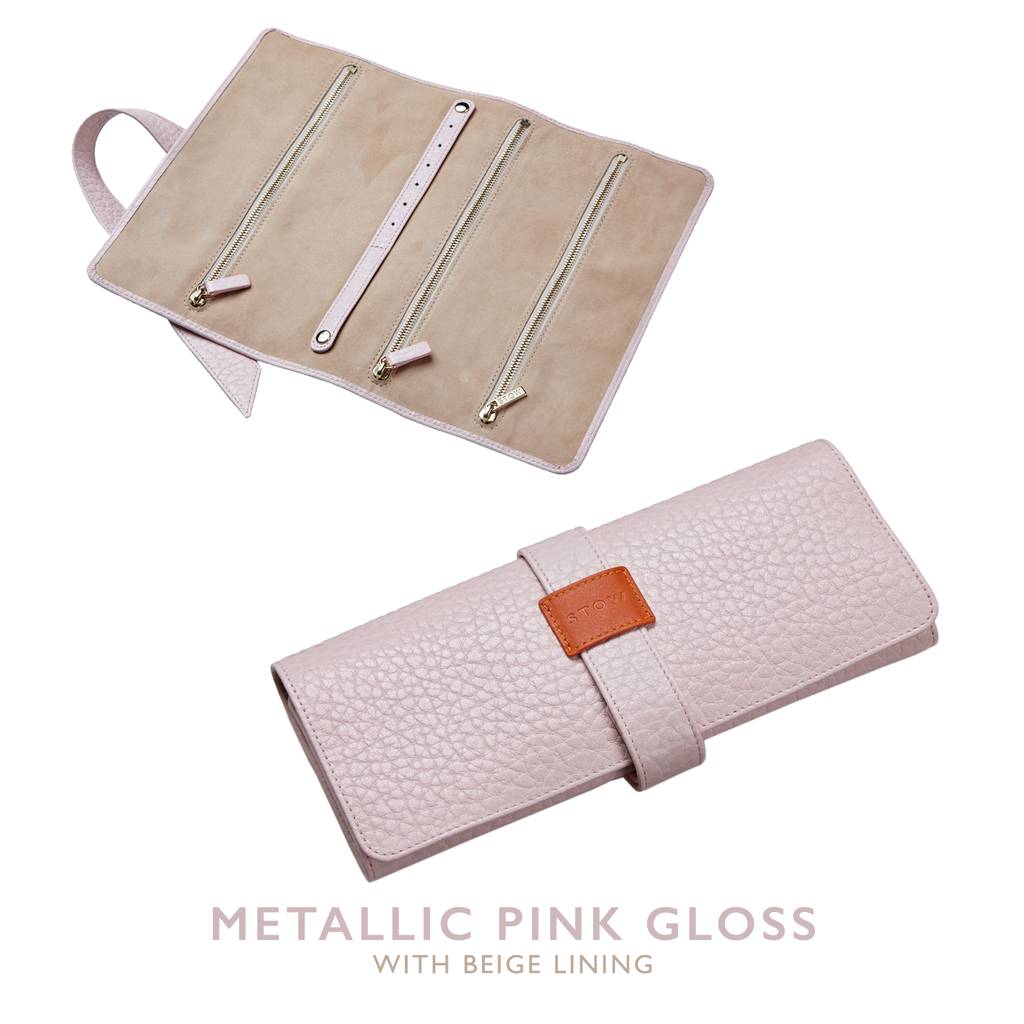 luxury soft leather personalised jewellery roll by stow