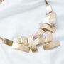 Gold Colour Layered Texture Rectangle Necklace, thumbnail 4 of 4